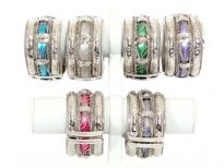 Folding Metal Bracelets Size 1.5" Broad, (12 pieces Box) Colors - White, Purple, Turquoise, Pink, Grey & Parrot Green - 2 each color