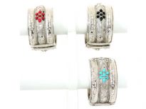 Metal Folding Bracelet Size: 1.5" Broad, (12 PCS in Box) Silver Plating, Opak Kundan work Colors: Black, Opak, Turquoise, Coral Red (4 PCS each)