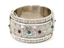 Folding Metal Bracelet Size: 1.5" Broad, Silver Plating, Opak Maroon Green Kundan(12 PCS In Box)




















































































































































































































































































































































