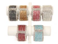 Metal Folding Bracelet, (12 PCS in Box) Silver Plating, Glass Sali Beads, Colors: Topaz, Maroon, Crystal, Red, Black, Turquoise