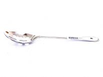 Stainless steel 11 inches slotted basting spoon. Made in India