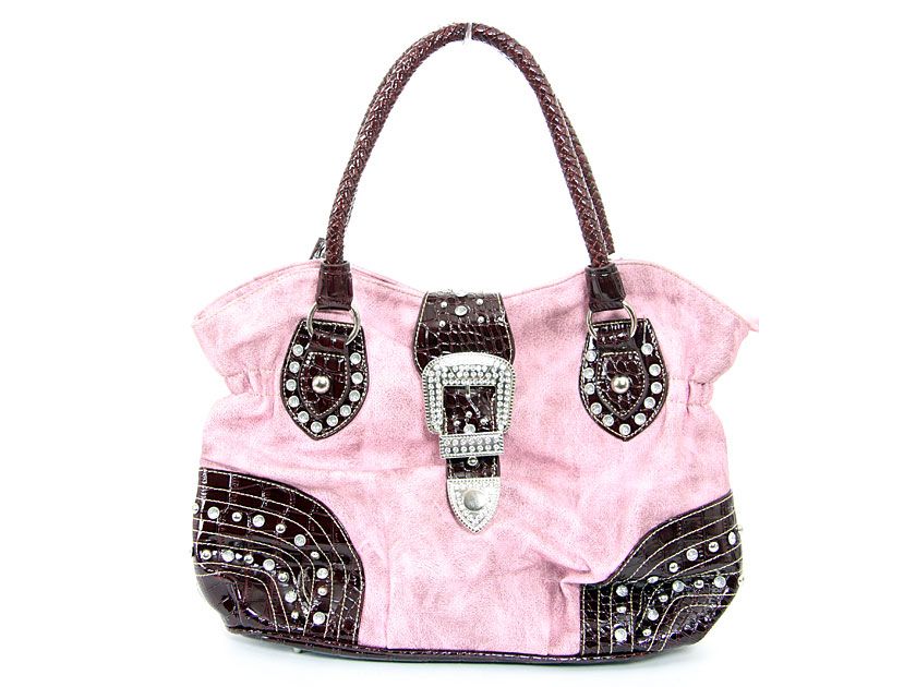 Wholesale Handbags bt932pk Faux Leather Rhinestones studded belt bag