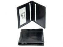 Genuine leather bi-fold credit card wallet