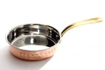Hammered Copper Fry Pan with Brass Handle.