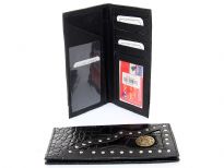 Crocodile embossed genuine leather bullet concho check book wallet