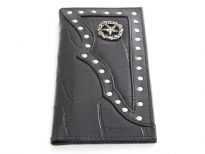 Crocodile embossed genuine leather Star Concho check book wallet