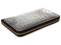 Crocodile embossed genuine leather ladies zipper wallet.