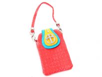Studded Cross Detail Cell Phone pouch can be attached to any handbag. Single strap and magnetic closure.