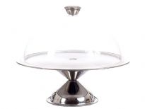 Stainless Steel Cake Stand with plastic lid.