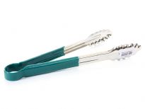 Stainless steel 12 inches utility tong with PVC handle (Green). <br> Color-coded handle prevents cross-contamination.<br> Thickness: 0.9 mm <br> Weight: 160 gms