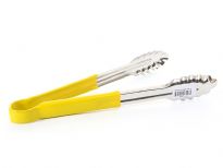 Stainless Steel 12 inches utility tong with PVC handle (Yellow). <br> Color-coded handle prevents cross-contamination.<br> Thickness: 0.9 mm <br> Weight: 160 gms