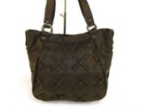 Designer Inspired Lattice-Finish Handbag has a zipper closure and a double handle. Made of faux leather.