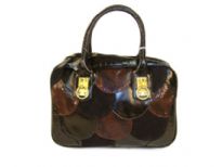 Designer Inspired snake-Alligator round patched Handbag