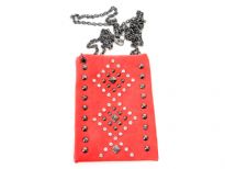 Rhinestones studded PVC cross body bag with metal chain