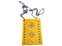 Rhinestones studded PVC cross body bag with metal chain