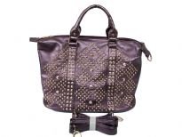 Studs and Rhinestones Rectangle Fashion Handbag with top zipper closing and back zipper pocket. Adjustable shoulder strap included.