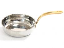Hammered Stainless Steel Fry Pan Dish with Brass Handle