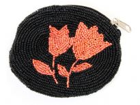 Hand Beaded coin purse. Zipper closing.