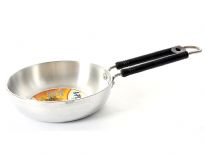 Aluminum Fry Pan with Plastic coated Heavy duty SS Wire Handle. Riveted for long life.