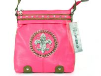 Fleur De Liz Licensed PVC Messenger Bag. Top zipper closing.