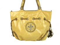 Fleur De Liz PVC Handbag which is very spacious and have double shoulder handle in contrast color. Logo in rhinestones & design on the front corners.