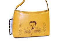 Betty Boop Printed PVC Handbag with zipper. Made with PU(polyurethane) and single strap. 