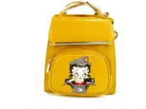 Betty Boop BackPack with double handle. Made with PU (polyurethane) and zipper closure. 