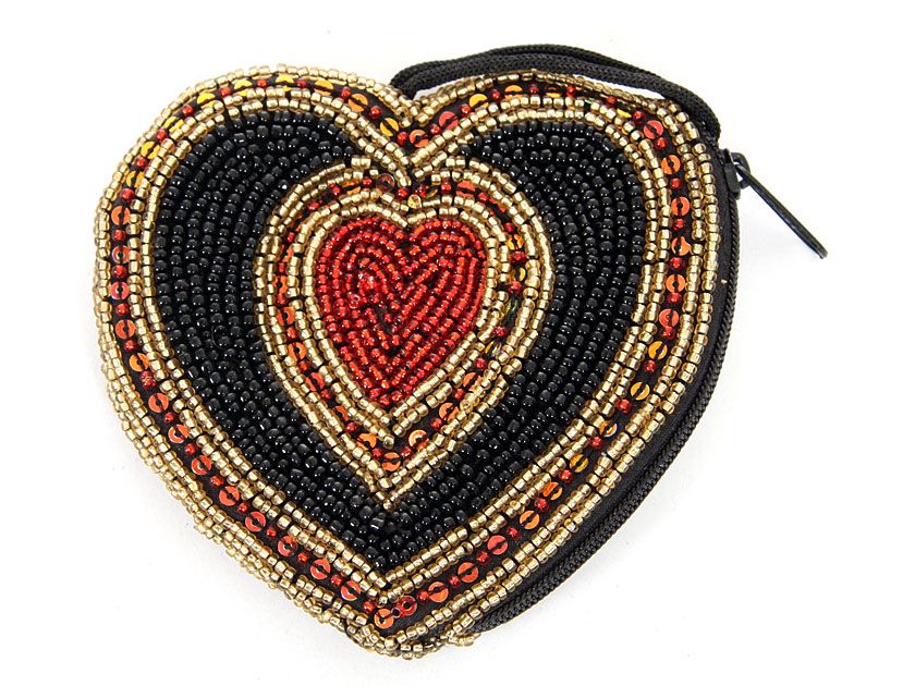 Wholesale Handbags heart1 Hand Beaded coin purse