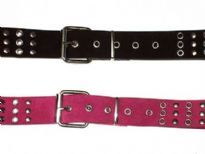Ladies Belts/Sold per dozen. Belt has studs and holes detail.