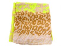 Add a pop of neon to your outfit with this lightweight scarf in 100% polyester. This semi sheer scarf features an allover leopard print in neon color with brown print towards the ends of the scarf. Hand wash. Imported.