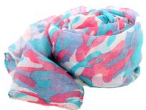 This army print polyester scarf in neon hot pink with shades of lime green & orange can be teamed up with a dress or shirt to suit any occasion in any kind of weather. Imported. Hand wash.