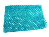 Small polka dots decorate this bright colored 100% polyester scarf which can be used all year around in number of possible ways. 