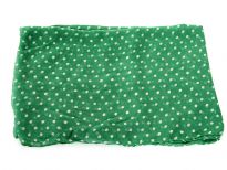 Small polka dots decorate this bright colored 100% polyester scarf which can be used all year around in number of possible ways. 