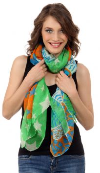 An amalgamation of animal prints  & stars print create this beautiful must-have scarf for all seasons. Half the scarf has animal prints in patchy pattern & other half has stars print on plaids design. Soft & lightweight to use. 
