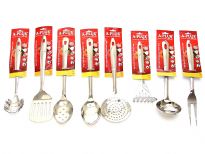 8 Piece Stainless Steel Kitchen Tools Set. Cooking Utensil Serving Set Spatula Spoon Server
This is the perfect 8 piece starter set of stainless steel utensils.