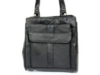 Genuine Leather Shoulder Bag. Two separate sections with top zipper closings. Back zipper pocket.