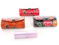 Genuine Leather hand painted 2 lipsticks case