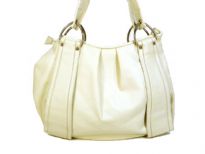 Designer Inspired Shoulder Bag with straps and pleated details has a top zipper closure and a double handle. Made of PU (polyurethane).