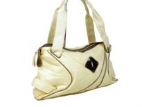 Designer Inspired PU Handbag with broad double shoulder straps & artistic trim design in the front. Top zipper closure.