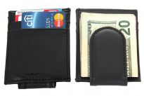 Carry your money in style. This is a leather (man-made) magnetic money clip wallet with 3 credit card slots. As this is genuine leather, please be aware that there will be some small creases and nicks in the leather but the wallet are all brand new. 