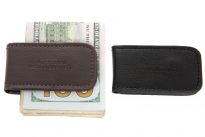 Carry your money in style. This is a leather strong magnetic money clip in black, made of high quality cowhide leather with strong magnets that hold cash securely (Tested with 16 bills). As this is leather, please be aware that there will be some small creases and nicks in the leather but the wallet are all brand new. 