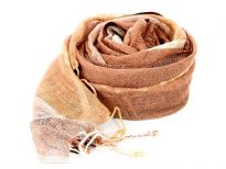 Open weave yarn dyed 100% viscose scarf in shades of gold, mustard & peach. This scarf is both lightweight & soft. Imported.