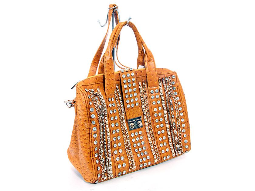 Wholesale Handbags ms103ms Rhinestones studded PVC Bag. Top zipper