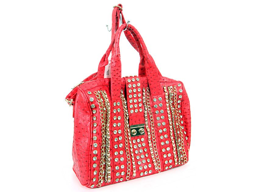 Wholesale Handbags ms103rd Rhinestones studded PVC Bag. Top zipper