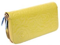 Genuine Leather (Exterior) flower embossed 2 zipper ladies wallet