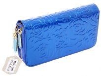 Genuine Leather (Exterior) flower embossed 2 zipper ladies wallet