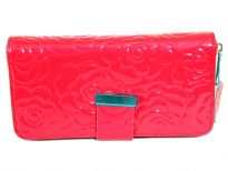 Genuine Leather (Exterior) flower embossed ladies wallet