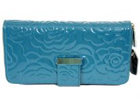 Genuine Leather (Exterior) flower embossed ladies wallet