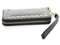 Studded all round zipper ladies leather wallet