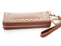 Studded all round zipper ladies leather wallet